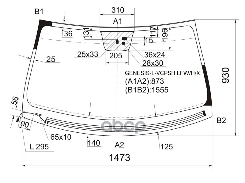 Стекло лобовое (Обогрев щеток/ Датчик дождя) Hyundai Genesis 08-14 XYG арт. GENESIS-L-VCPSH LFW/H/X