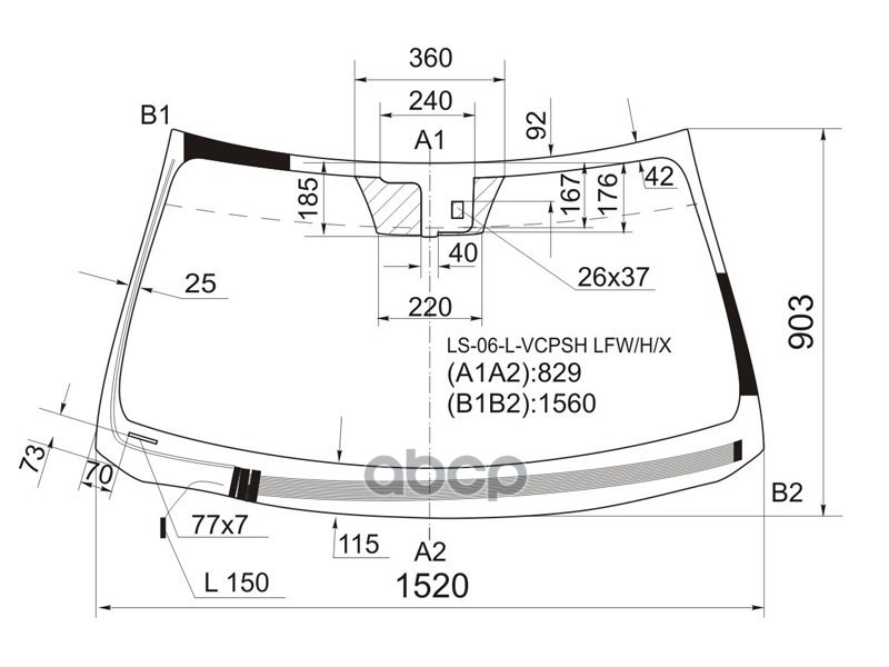 Стекло лобовое (Обогрев щеток/ Датчик дождя) Lexus LS 06-17 XYG арт. LS-06-L-VCPSH LFW/H/X