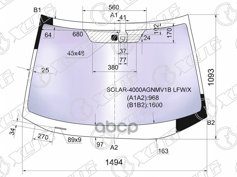 Стекло Лобовое Атермальное+ Дд Honda Cr-V 06-12 (Solar-X Защита От Ультрафиолета) XYG арт. SOLAR-4000AGNMV1B LFW/X