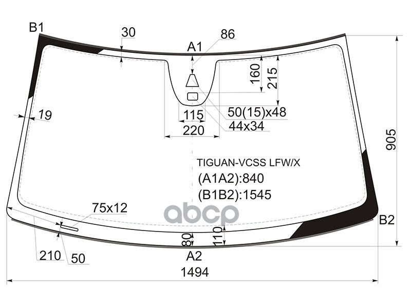 Стекло Лобовое (Камера/ Датчик Дождя/ Молдинг) Volkswagen Tiguan 06-17 XYG арт. TIGUAN-VCSS LFW/X