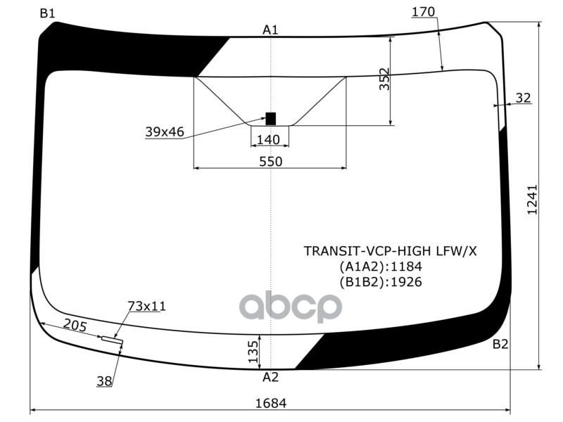 Стекло лобовое (Высокая крыша) Ford Transit 14-20 XYG арт. TRANSIT-VCP-HIGH LFW/X