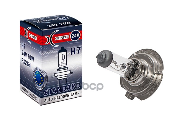 Лампа галогеновая головного света H7 PX26d 3200K Standart 24V 70W картон 1шт Xenite арт. 1007065