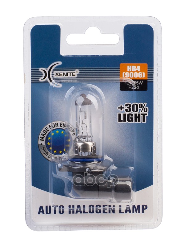 Лампа галогеновая головного света HB4 P22d 3200K +30% 12V 55W Блистер 1шт Xenite арт. 1007085