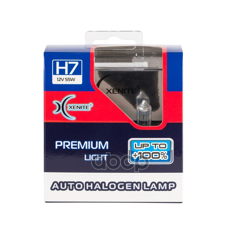 Лампа галогеновая головного света H7 PX26d 3600K PREMIUM Яркость+100% 12V 55W Блистер 2шт Xenite арт. 1007120