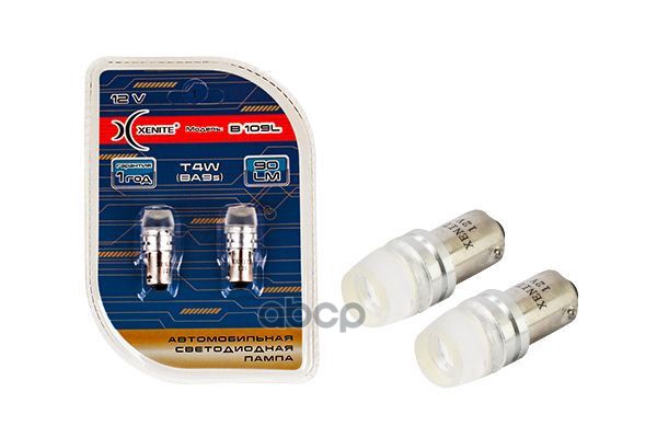 Лампа светодиодная T4W (BA9S) B109L (Яркость 90Lm) Блистер 2шт Xenite арт. 1009354