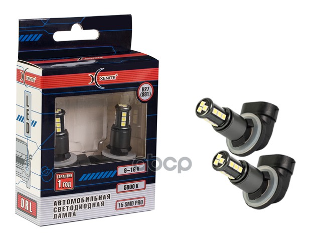 Лампа светодиодная головного света H27881 PG13 5000K 15SMD PRO 12V 4,8W Блистер 2шт 1009606 Xenite арт. 1009606