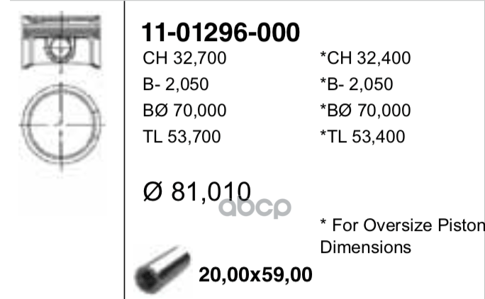 Поршень Двс Без Колец Audi. Vw 1.8T 20V Aeb =81 1.5X1.75x2 Std 95> YENMAK арт. 11-01296-000