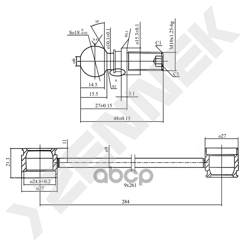 Тяга стабилизатора перед.TOYOTA COROLLA DST0015 DST0015 ZENNEK арт. DST0015