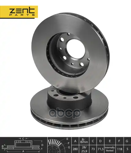 диск тормозной передний Fiat Ducato,Peugeot Boxer,Citroen Jumper 2.2D/H ZENTPARTS арт. Z06038