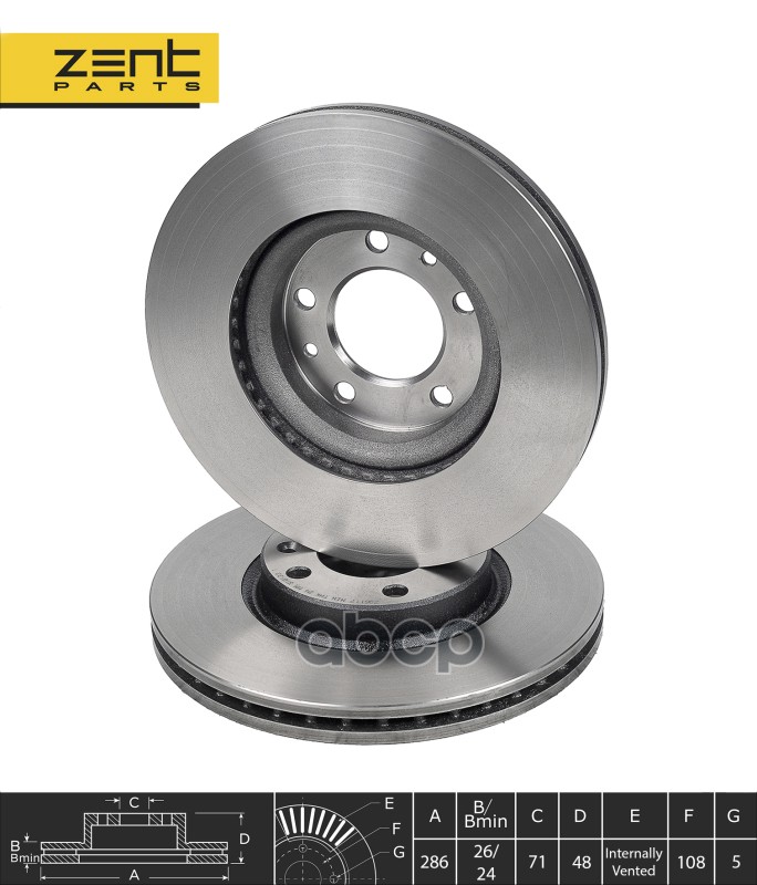 Диск тормозной передний Peugeot 607 2.0-2.2HDi 99> ZENTPARTS Z06117 ZENTPARTS арт. Z06117