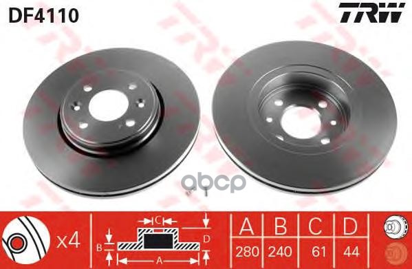 Диск тормозной(аналог TRW DF4110) DF4110ZFR ZF Russia арт. DF4110ZFR