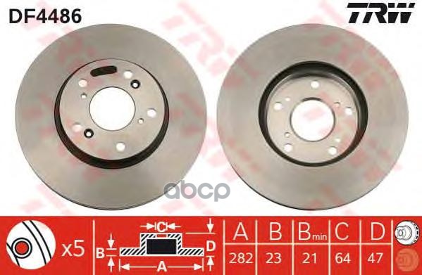 Диск тормозной передний HONDA CR-V 02->06/Civic 06- ZF Russia DF4486 ZFR ZF Russia арт. DF4486 ZFR