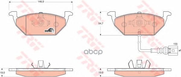 Колодки тормозные передние AUDI A3 >03/VW G4/G5/SKODA OCTAVIA 1.4/1.6/1.9D ZF Russia арт. gdb1658zfr