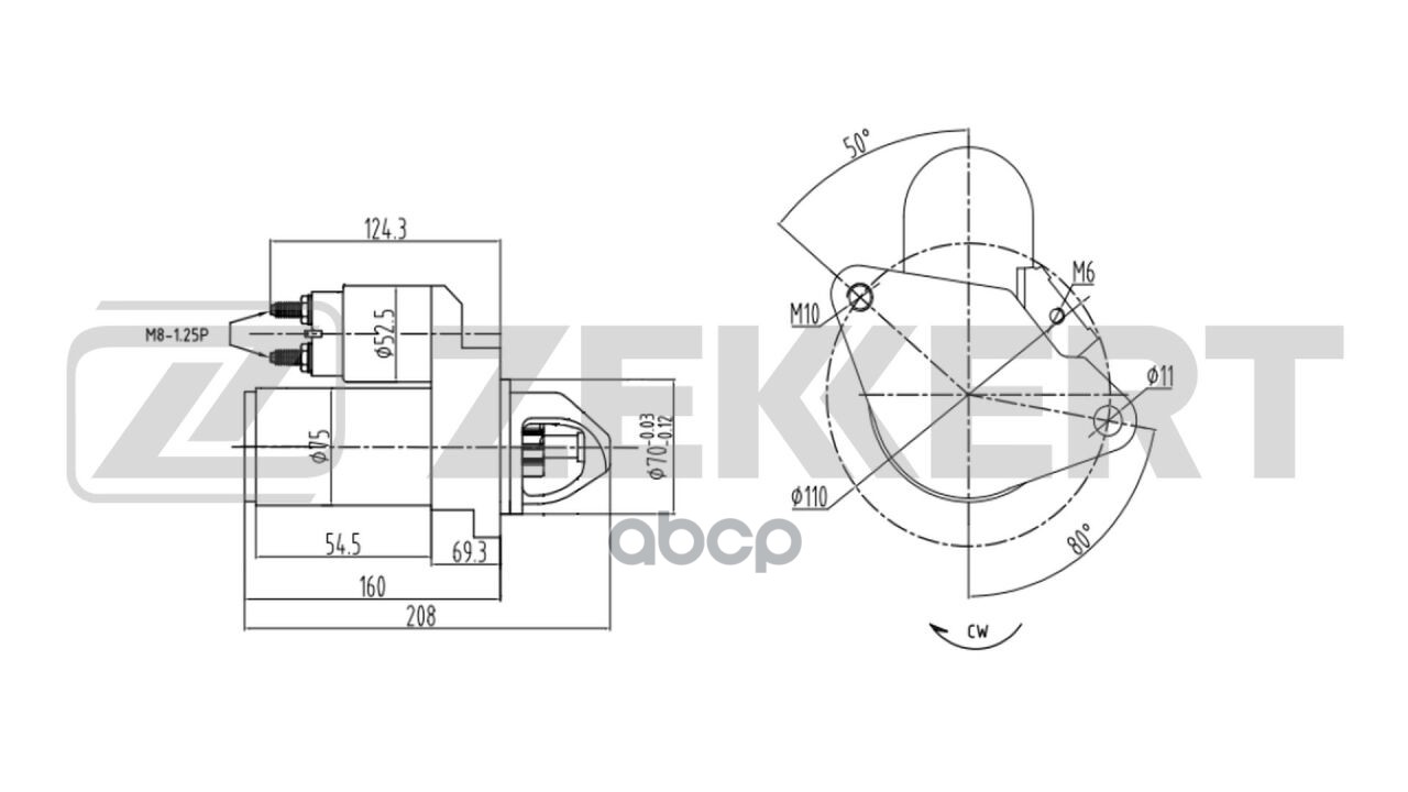 Стартер Nissan Almera (N15 N16 B10 V10 G15 G11) 95-  Primera (_P10 _P11 _P12) 90- Zekkert арт. an-1004