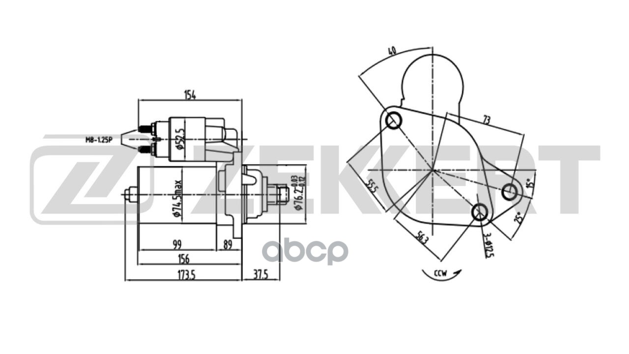 Стартер VW Polo III 97-  Golf IV 97-  Ford Galaxy 95-  Audi A3 97-  Skoda Octavia (1U2 1U5) 96- Zekkert арт. an-1007