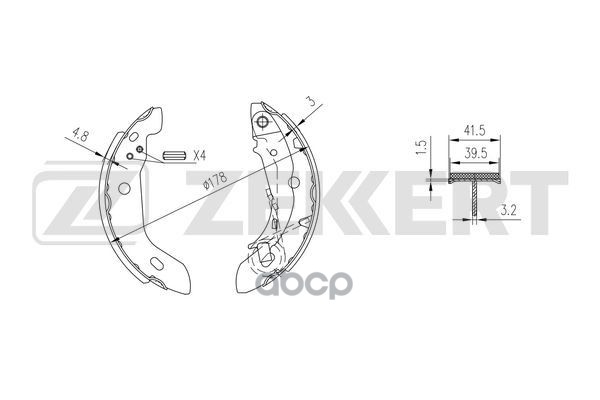 Колодки торм. бараб. задн. MB A-Class (W168) 97- Zekkert арт. bk-4066