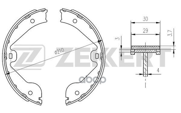Колодки торм. бараб. задн.  стоян. торм. Audi Q7 06-  LR Range Rover III 02-  MB GL-Class (164) 06- Zekkert арт. bk-4164