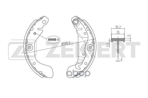 Колодки торм. бараб. задн. Chevrolet Aveo (T300) 11- (диск 14) Zekkert арт. bk-4209