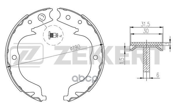 Колодки торм. бараб. задн.  стоян. торм. Mitsubishi Lancer X 08-  Outlander II 06-  Peugeot 4007 07- Zekkert арт. bk-4307