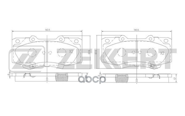 Колодки торм. диск. передн. Toyota Hilux (N10 N20 N30) 10- Zekkert арт. bs-1002
