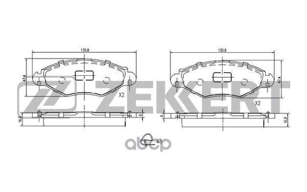 Колодки торм. диск. передн. Peugeot 206 98-  206 SW 02-  206+ 09- Zekkert арт. bs-1034