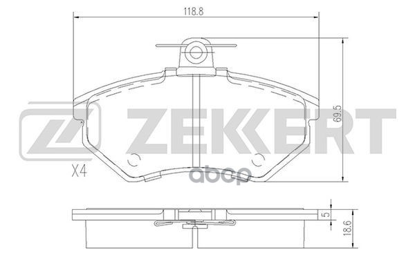 Колодки торм. диск. передн. Audi 80 V 93-  Seat Ibiza II 96-  Chery Amulet I-II 03-  VW Golf II-IV 8 Zekkert арт. bs-1098