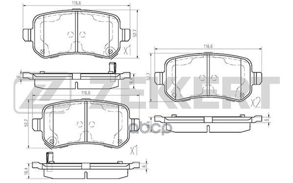 Колодки торм. диск. задн. Chrysler Grand Voyager V 07-  Dodge Journey 08-  Fiat Freemont (345_) 11- Zekkert арт. bs-1126