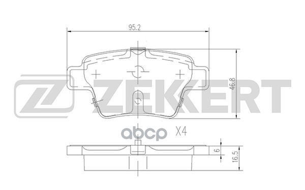 Колодки торм. диск. задн. Citroen C4 04-  Peugeot 207 CC 07-  207 SW 07-  207/207+ 06-  307 00-  BYD Zekkert арт. bs-1144