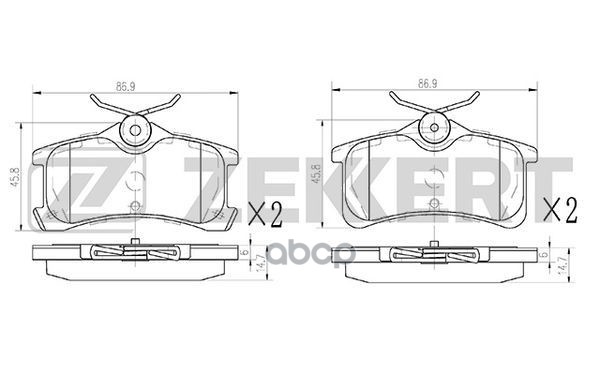 Колодки торм. диск. задн. Toyota Avensis (T220) 00-  Corolla (E110) 99- Zekkert арт. bs-1147