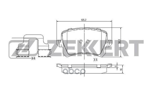 Колодки торм. диск. задн. Audi A6 III 05-  Q3 11-  VW Passat VI-VII 05-  CC VII 08-  Tiguan 07-  Hav Zekkert арт. bs-1168