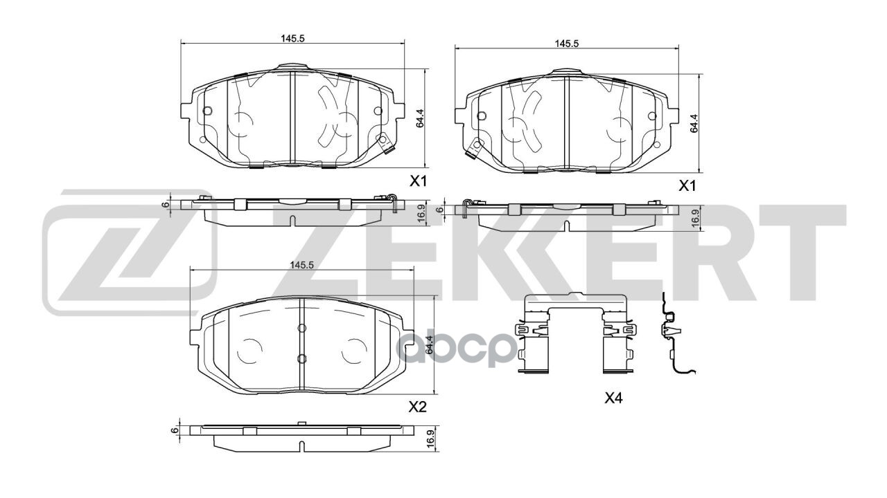 Колодки торм. диск. передн. Hyundai Tucson III  IV 20-  Sonata VII  VIII 20-  Ioniq 21-  Kia EV6 21- Zekkert арт. bs-1193