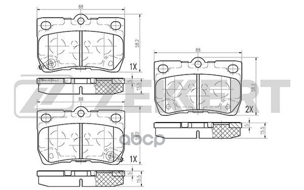 Колодки торм. диск. задн. Lexus GS 300 430 (_S19_) 05-  GS 450h 460 (_S19_) 06-  IS C 250 (GSE2_) 09 Zekkert арт. bs-1224