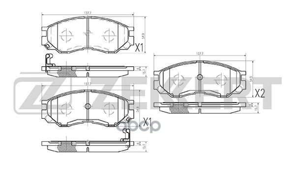 Колодки торм. диск. передн. Mitsubishi Delica/Space Gear 95-  L200 III 96-  L300 IV 94-  L400 95- Zekkert арт. bs-1270
