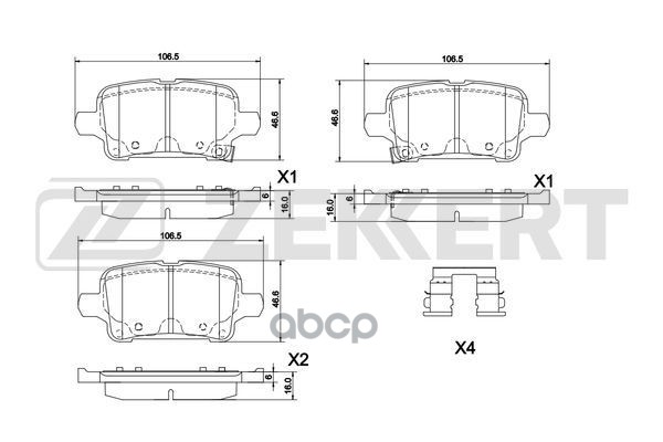 Колодки торм. диск. задн. Opel Astra K 15-  Insignia B 17- Zekkert арт. bs-1303