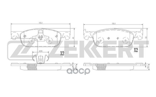 Колодки торм. диск. передн. Dacia Logan II 12-  Logan MCV II 13-  Sandero II 15-  Renault Clio IV 15 Zekkert арт. bs-1378