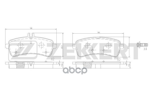 Колодки торм. диск. задн. MB  S-Class (222) 13-  AMG GT (190) 15- Zekkert арт. bs-1413