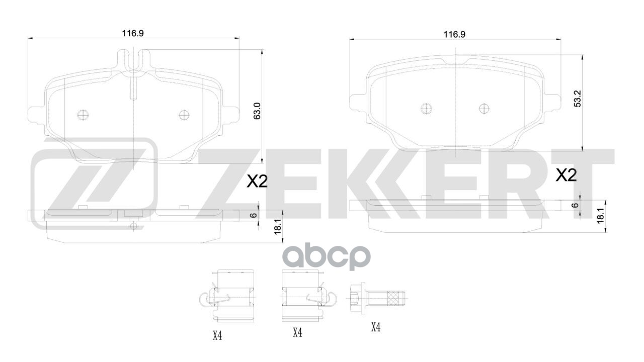 Колодки торм. диск. задн. MB GLE (V167  C167) 18- Zekkert арт. bs-1416