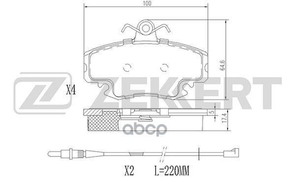 Колодки торм. диск. передн. с датчиком Renault Clio I-III 90-   Logan 04-  Megane 96-  Sandero 07- Zekkert арт. bs-1482
