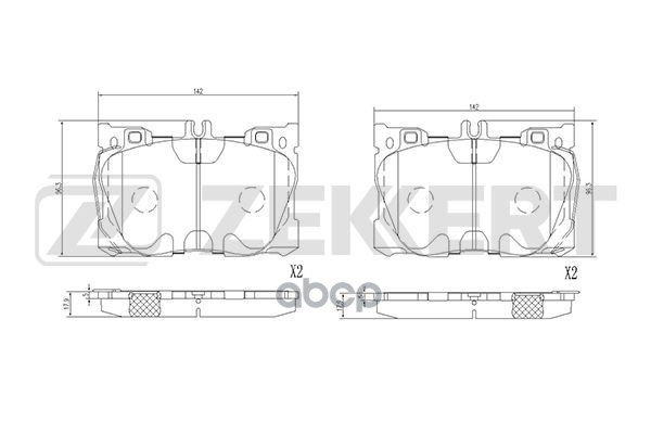 Колодки торм. диск. передн. MB C-Class (205) 14-  CLS (C257) 18-  E-Class (238) 17-  E-Class (213) 1 Zekkert арт. bs-1840