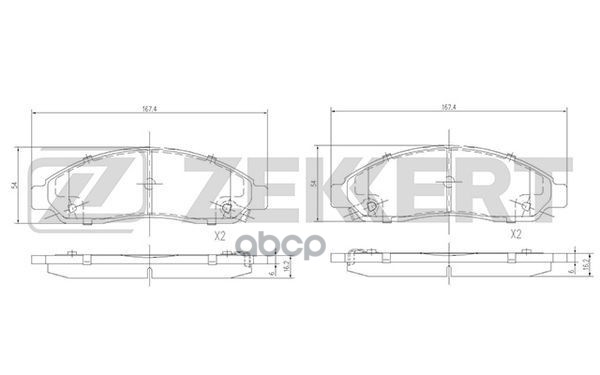 Колодки торм. диск. передн. Isuzu D-Max 02-  Mitsubishi Lancer X 08-  Great Wall Hover H2 06- Zekkert арт. bs-1856