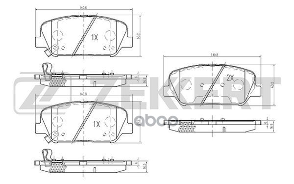 Колодки торм. диск. передн. Hyundai i30 II 12-  Veloster 12-  Kia Ceed II 12-  Pro Ceed II 13-  Cera Zekkert арт. bs-1884
