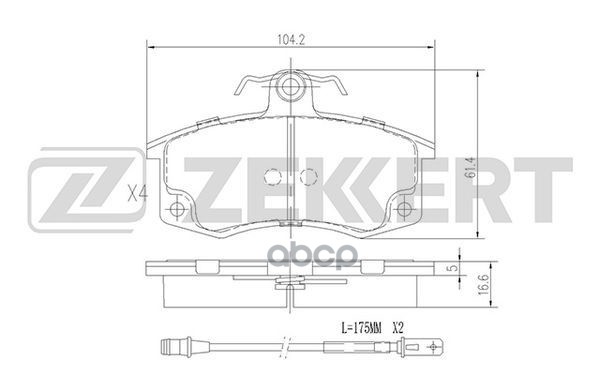 Колодки торм. диск. передн. с датчиком Lada 2110 2111 2112 95-  Kalina (1117 1118 1119) 04-  Priora Zekkert арт. bs-1926