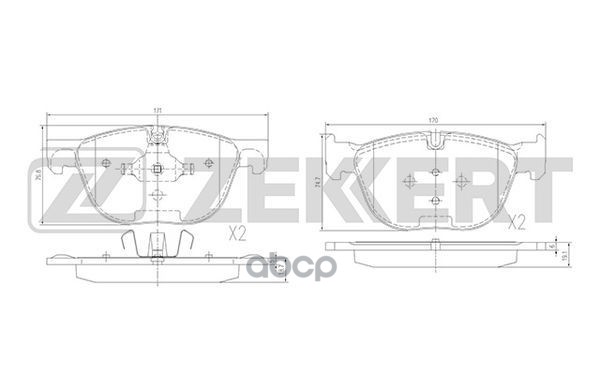 Колодки торм. диск. передн. BMW X5 (E70 F15 F85) 06-  X6 (E71 E72 F16 F86) 08- Zekkert арт. bs-1947