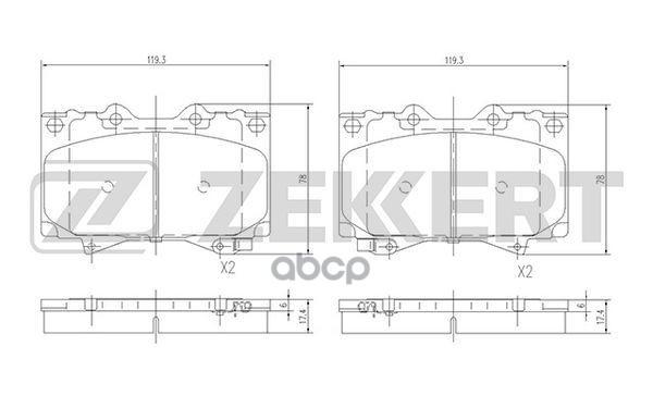 Колодки торм. диск. передн. Lexus LX 470 (UZJ100) 98-  LC 70 100 90- Zekkert арт. bs-1985