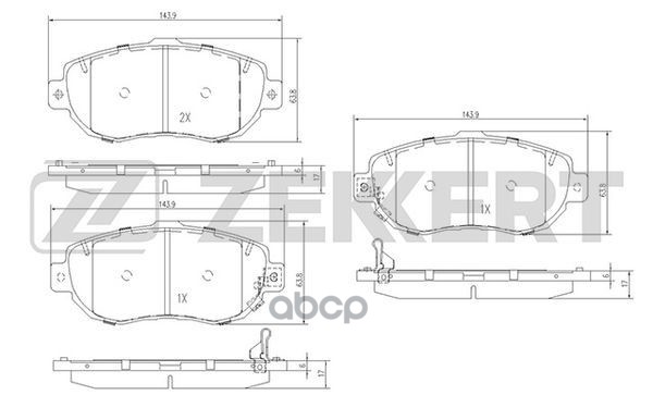 Колодки торм. диск. передн. Lexus GS 300 400 (S16_) 97-  IS 200 300 (XE10) 99-  SC 430 (Z40) 01-  To Zekkert арт. bs-2086