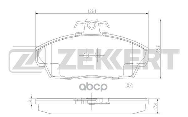 Колодки торм. диск. передн. GAZ Gazelle (3302) 03-  Gazelle (3221) 03-  Volga (31029  31105  3110  3 Zekkert арт. bs-2386