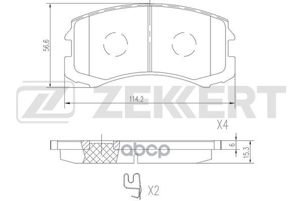 Колодки торм. диск. передн. Mitsubishi Lancer IX  X 03- Zekkert арт. bs-2538