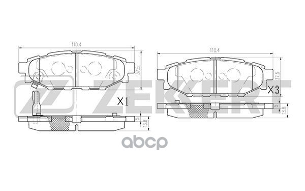 Колодки торм. диск. задн. Subaru Forester (SH  SJ) 07-  Impreza (GR  GP) 07-  Outback (BL  BP  BM) 0 Zekkert арт. bs-2592