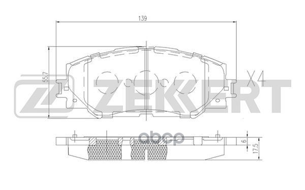 Колодки торм. диск. передн. Toyota Auris (E150) 06-  Corolla (E150 E170 E180) 06-  RAV 4 (A40) 12- Zekkert арт. bs-2683