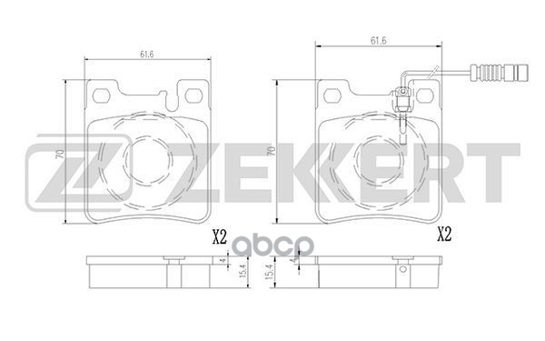 Колодки торм. диск. задн. MB C-Class (203) 01-  C-Class (202) 01-  CLK (A208 A209) 98-  CLK (C208 C2 Zekkert арт. bs-2873
